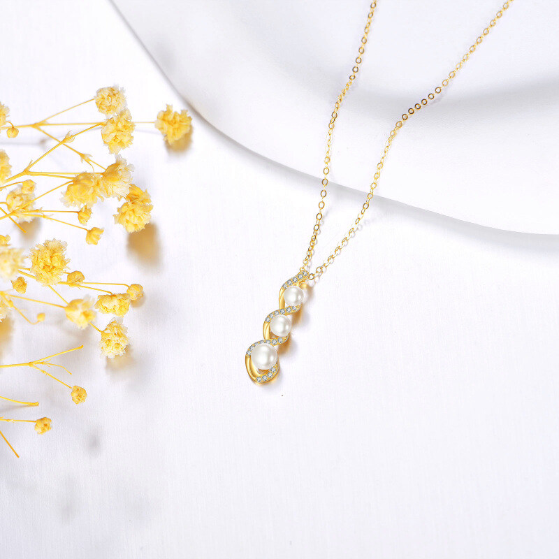 Colar com pendente de pérola em ouro branco 10K-3