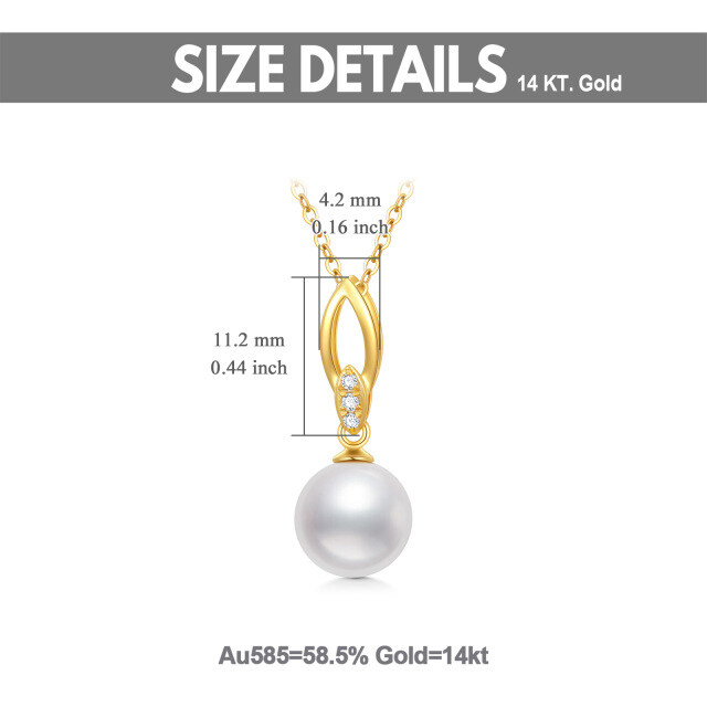 14K Gold Cubic Zirconia & Pearl Pendant Necklace-6