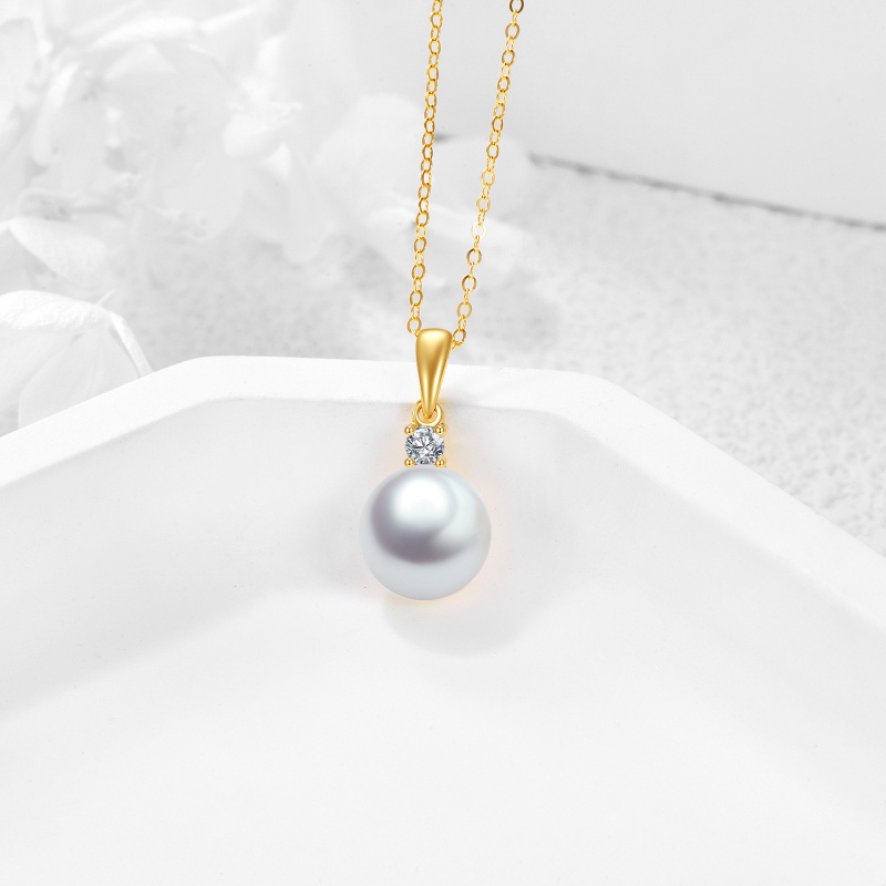 Halskette mit Anhänger aus 18-karätigem Weißgold mit Zirkonia und Perle-3