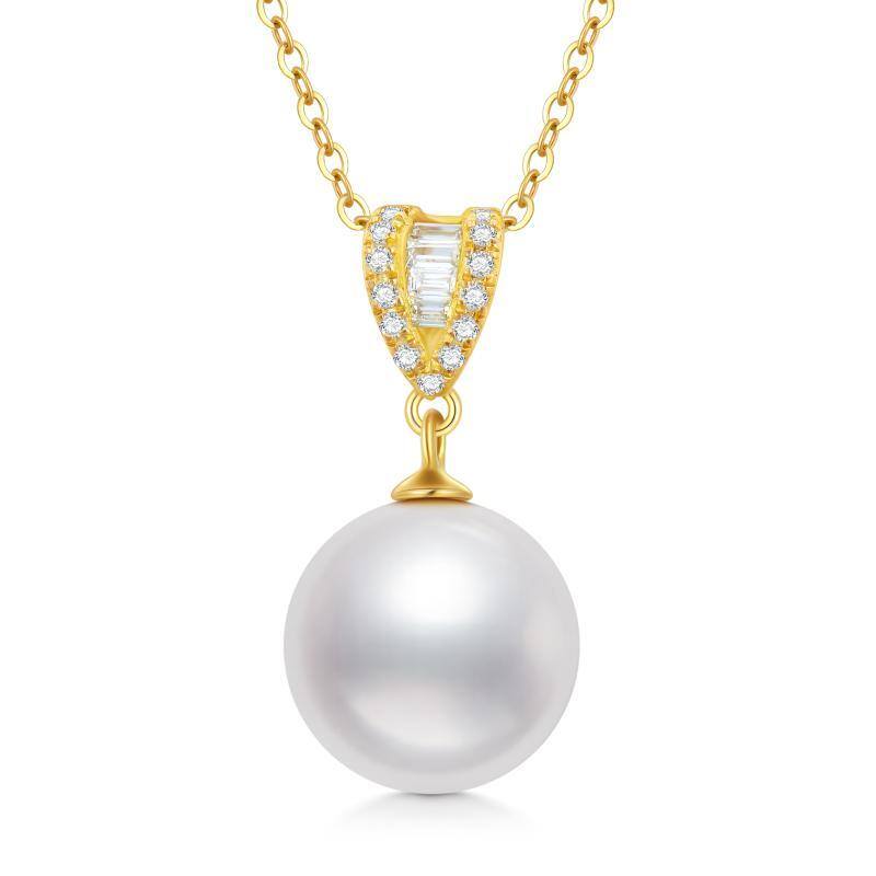 10K Gold Pearl Pendant Necklace-1