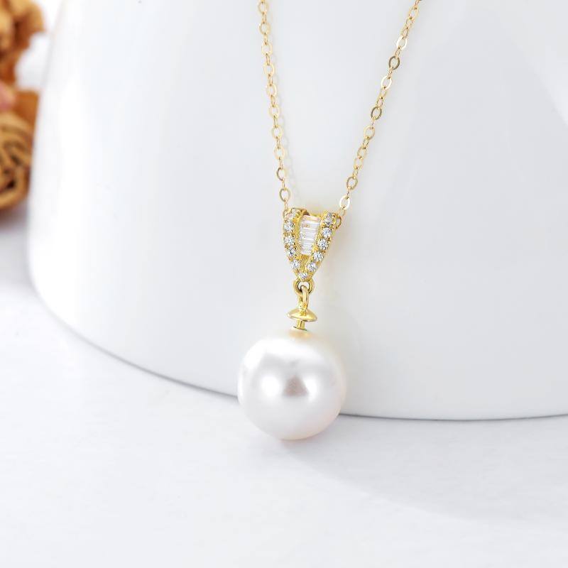 10K Gold Pearl Pendant Necklace-3