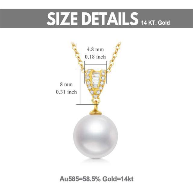 14K Gold Pearl Pendant Necklace-5