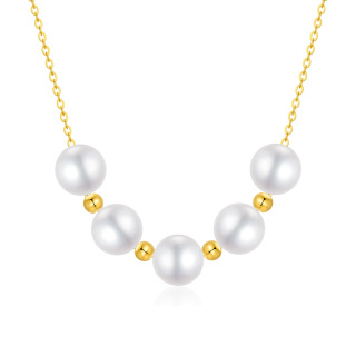 10K Gold Pearl Pendant Necklace-10