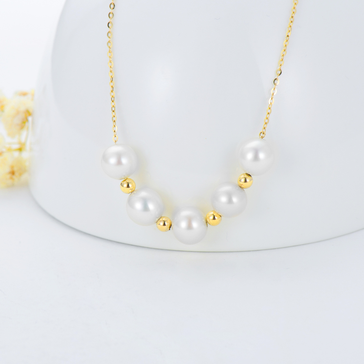 18K Gold Pearl Pendant Necklace-4