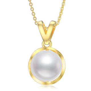 10K Gold Pearl Pendant Necklace-6