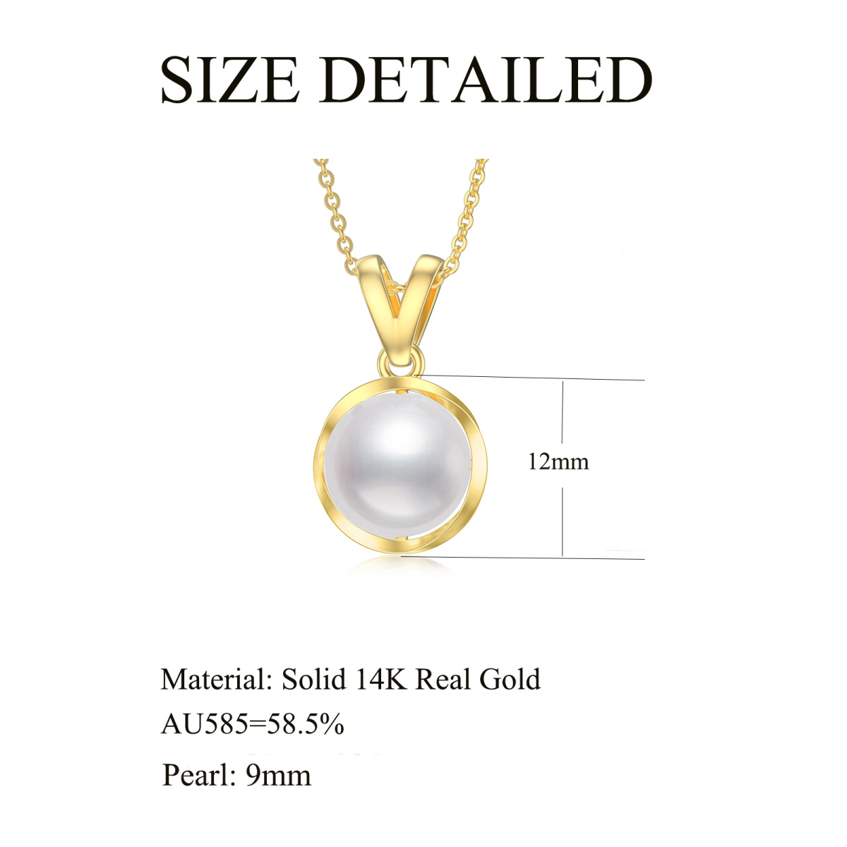 10K Gold Pearl Pendant Necklace-5