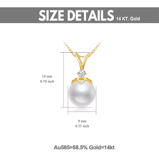 14K Gold Cubic Zirconia & Pearl Pendant Necklace-6