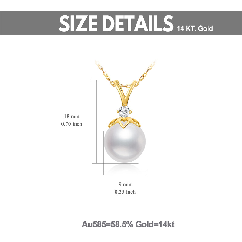 10K Gold Cubic Zirconia & Pearl Pendant Necklace-6