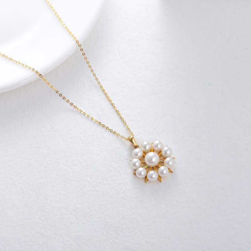 10K Gold Pearl Pendant Necklace-4