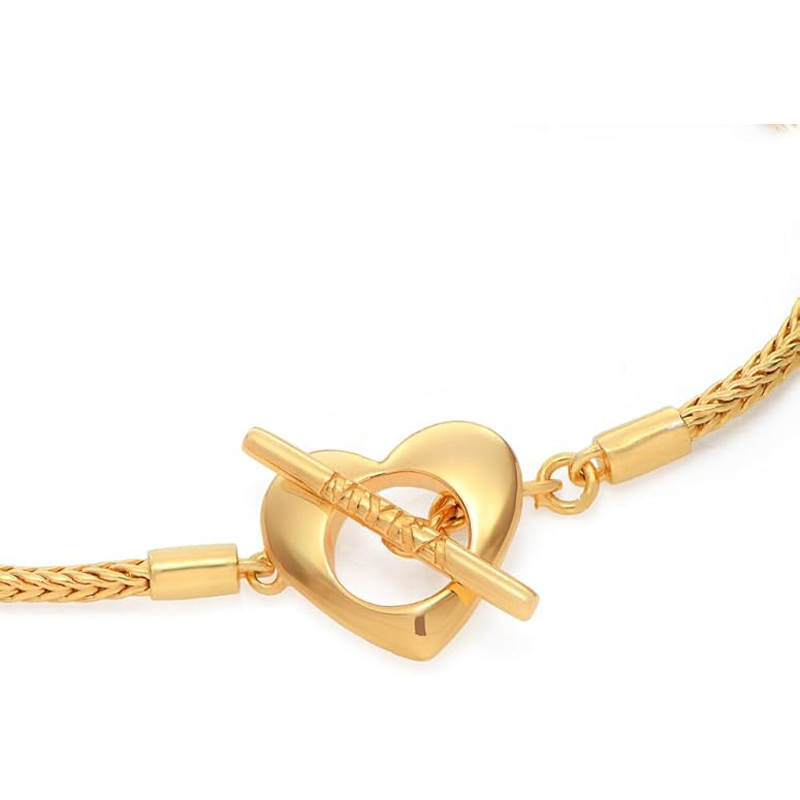 10K Gold Pearl Personalized Engraving Charm Bracelet for Women-3
