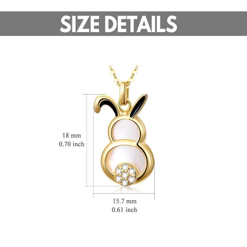 Collier pendentif lapin en or 14K et perles-5