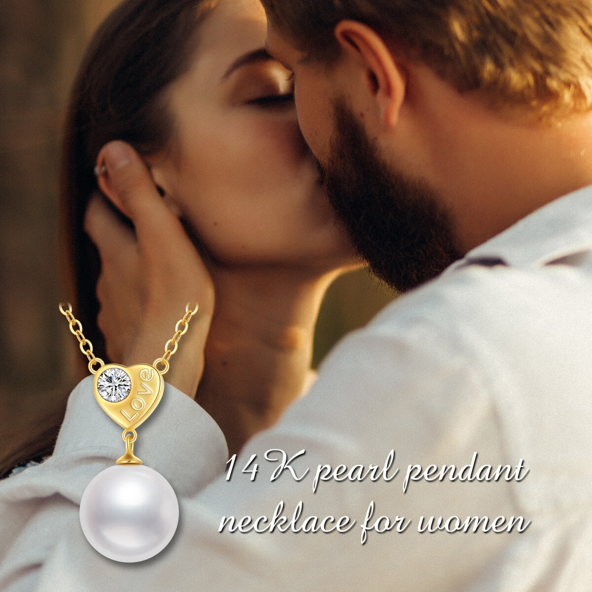 10K Gold Pearl Round Pendant Necklace-4