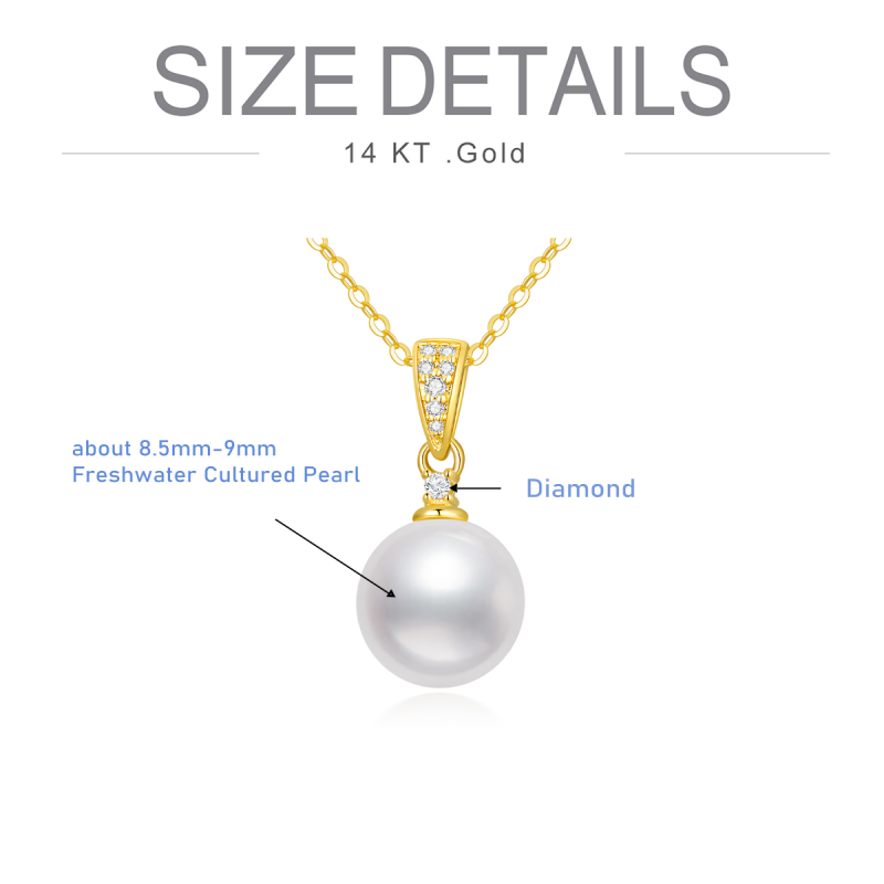 10K Gold Pearl Round Pendant Necklace-2