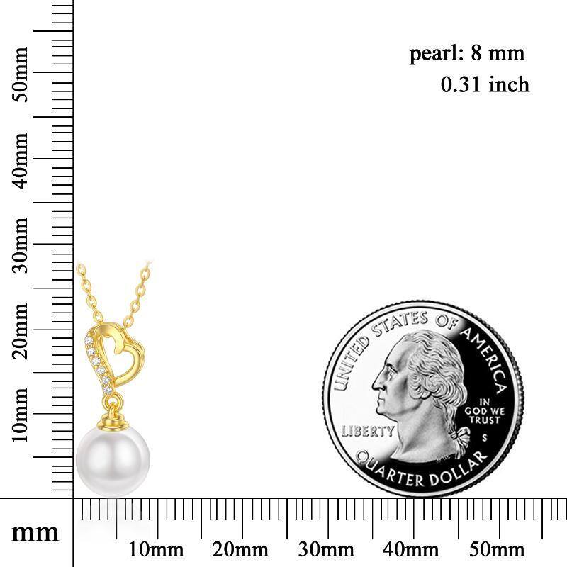 10K Gold Pearl Round Pendant Necklace-5