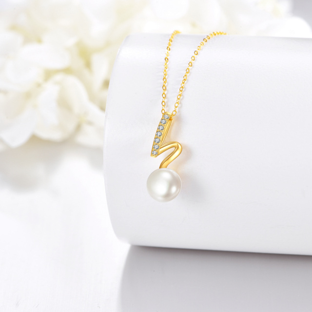 14K Gold Pearl Round Pendant Necklace-3