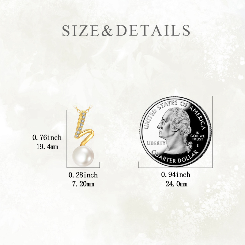 10K Gold Pearl Round Pendant Necklace-5