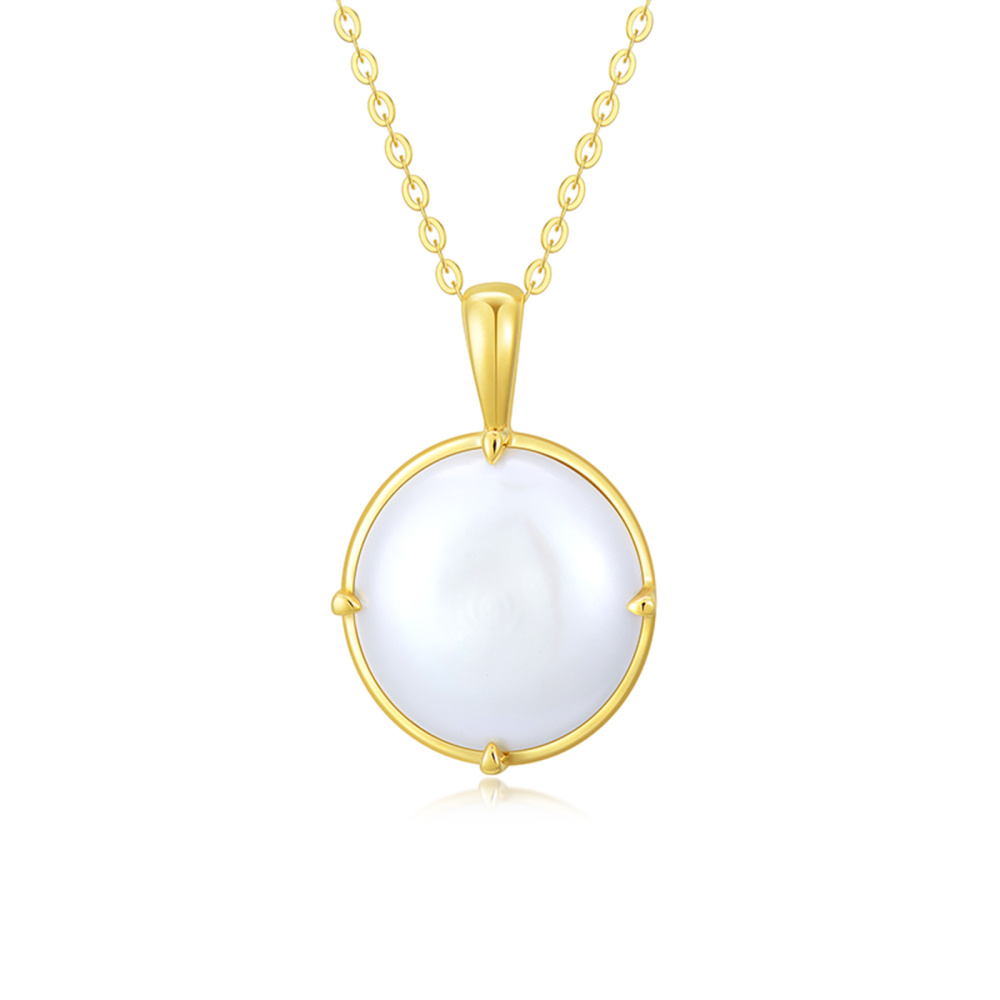 18K Gold Perle kugelförmige Anhänger Halskette-1