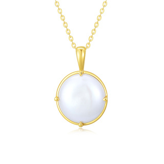 14K Gold Pearl Spherical Pendant Necklace-50