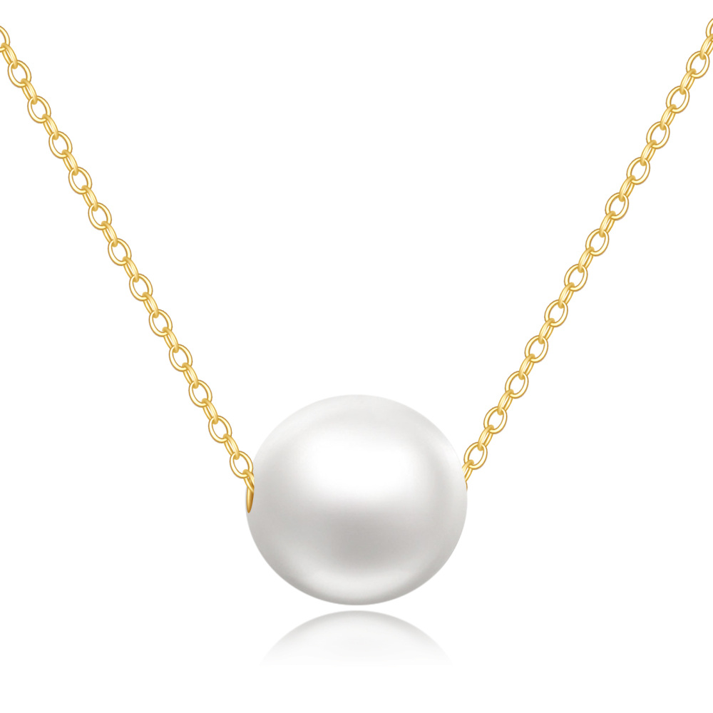 10K Gold Pearl Spherical Pendant Necklace-1