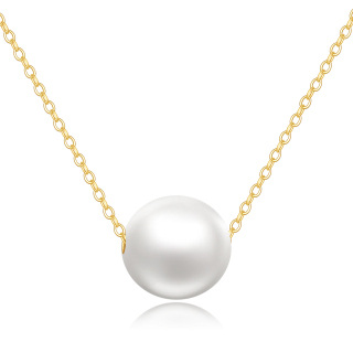 10K Gold Pearl Spherical Pendant Necklace-33