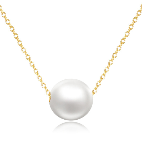 14K Gold Pearl Spherical Pendant Necklace