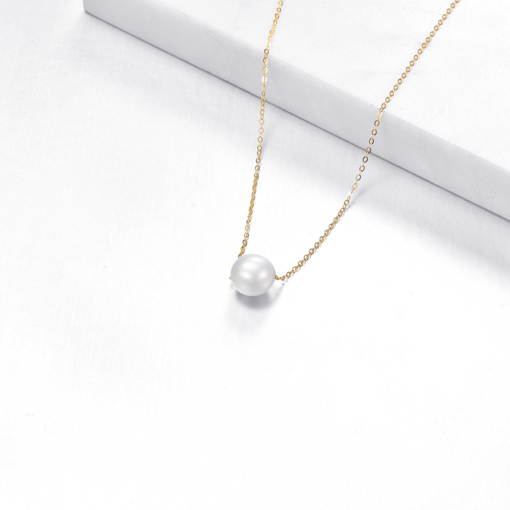 10K Gold Pearl Spherical Pendant Necklace-3