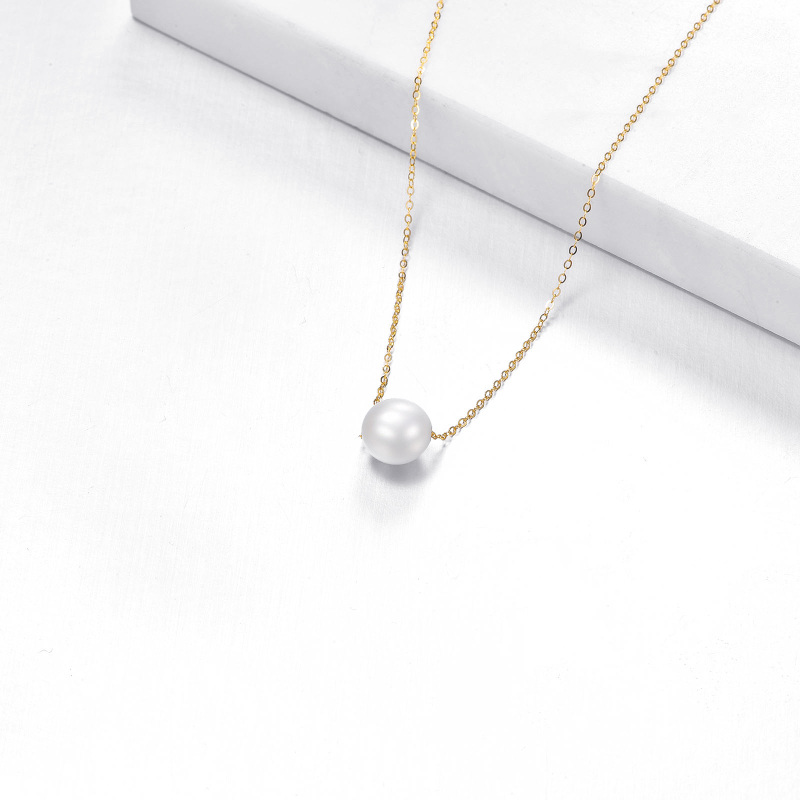 14K Gold Pearl Spherical Pendant Necklace-3