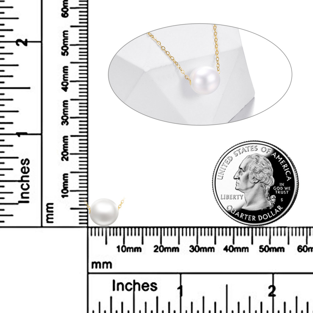 10K Gold Pearl Spherical Pendant Necklace-6