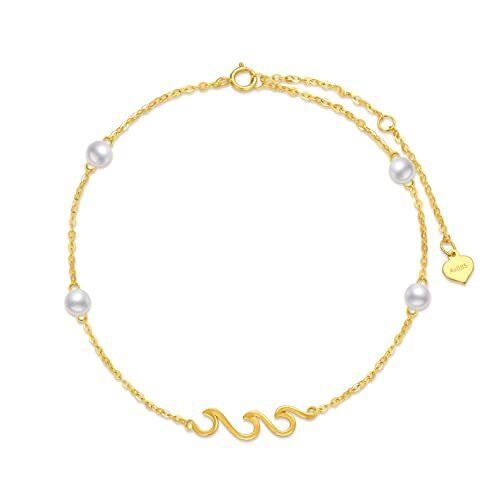 Pulsera con colgante de perlas en oro de 14 quilates-1