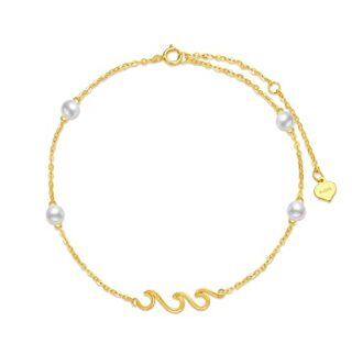 10K Gold Pearl Spray Charm Bracelet-6