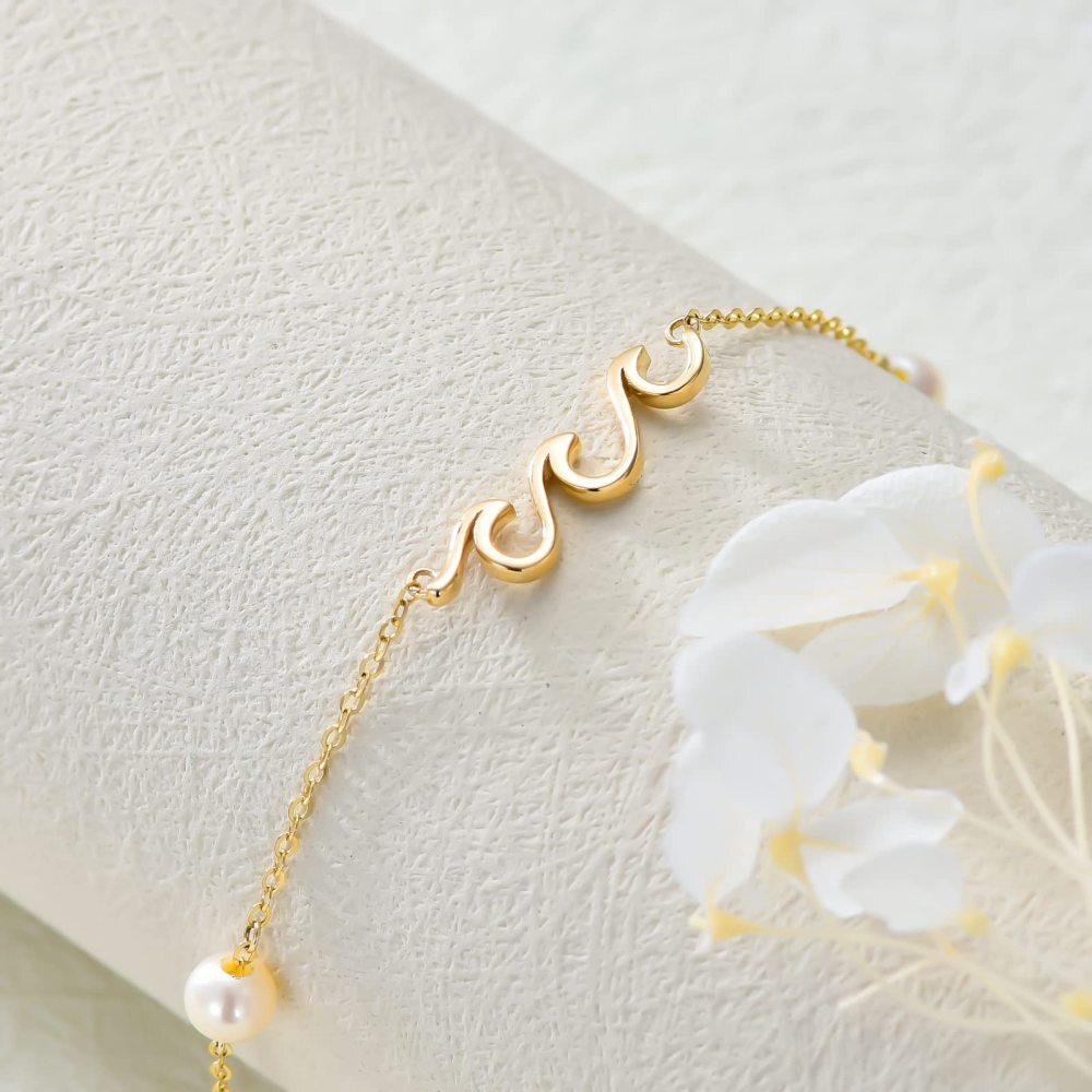 Armband mit Perlen-Anhänger aus 14 Karat Gold-3