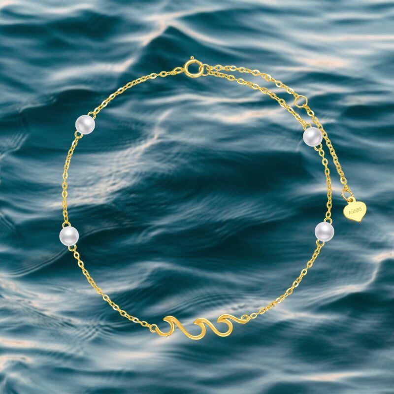 Pulsera con dije de perlas en oro blanco de 10 quilates-6