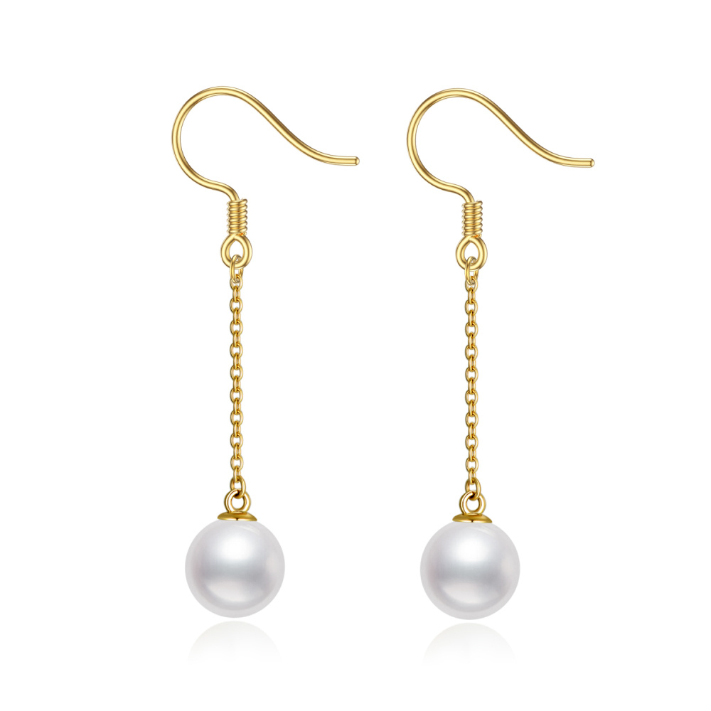 10K Gold Pearl Stud Earrings-1