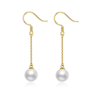 10K Gold Pearl Stud Earrings-57
