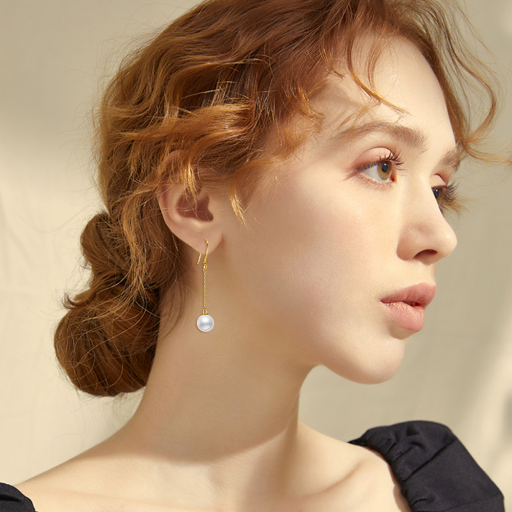10K Gold Pearl Stud Earrings-2