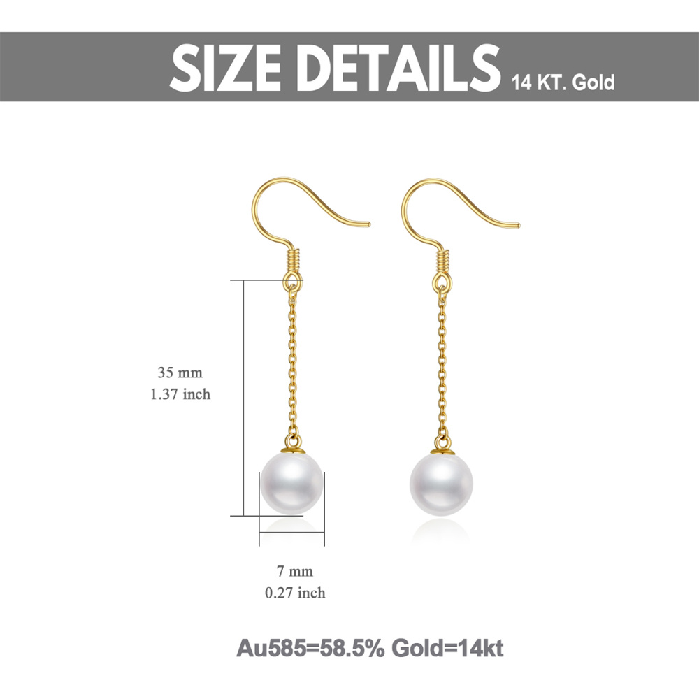 10K Gold Pearl Stud Earrings-5