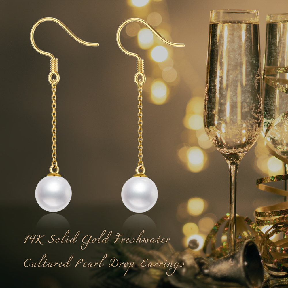 10K Gold Pearl Stud Earrings-6