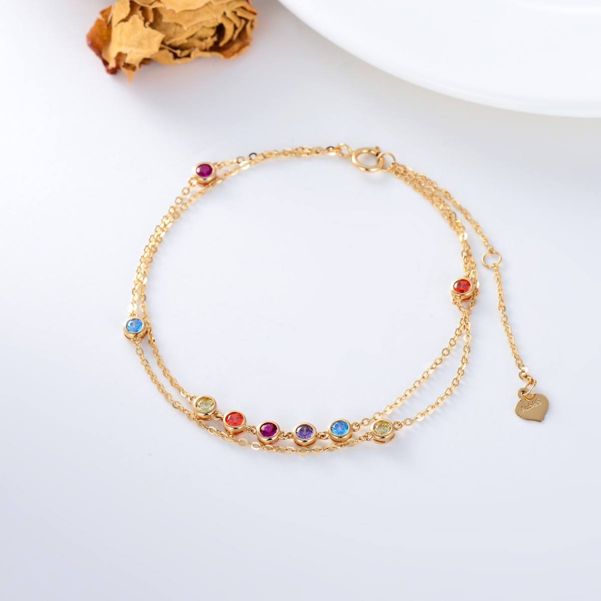 Pulsera colgante de oro de 14 quilates con circonita cúbica-3