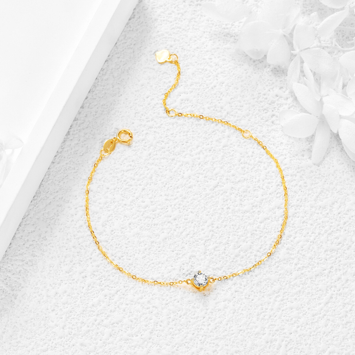 14K Gold Cubic Zirconia Pendant Bracelet-3