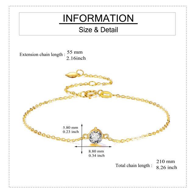 14K Gold Cubic Zirconia Pendant Bracelet-5