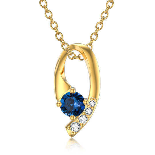 Collier pendentif en or 14 carats avec zircons cubiques