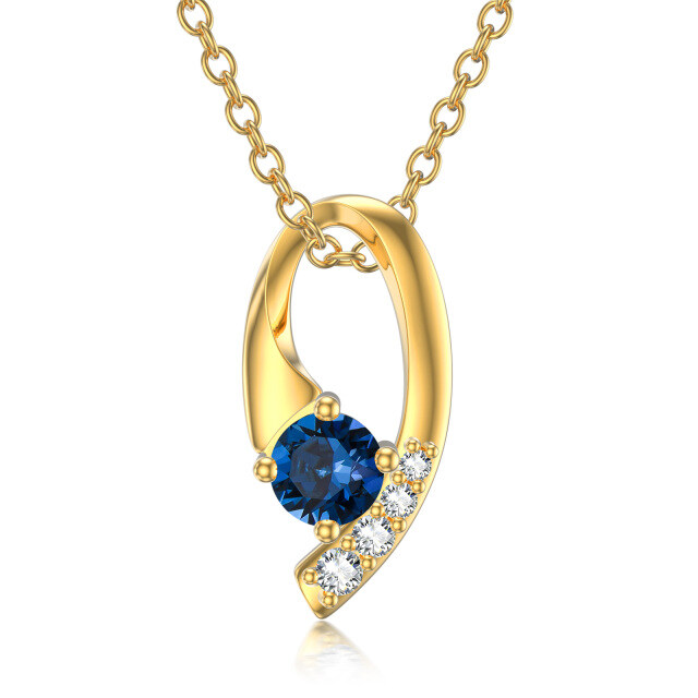 14K Gold Cubic Zirconia Pendant Necklace-1