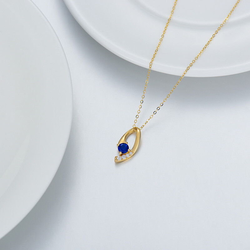 Collar con colgante de circonita cúbica de oro de 10 quilates-3