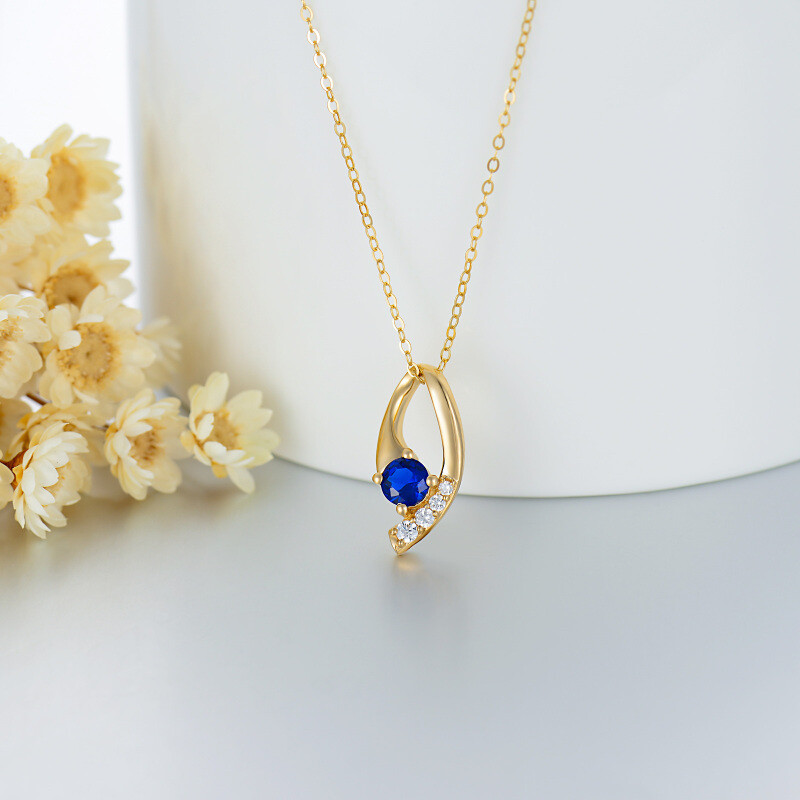 Collar con colgante de circonita cúbica de oro de 10 quilates-4