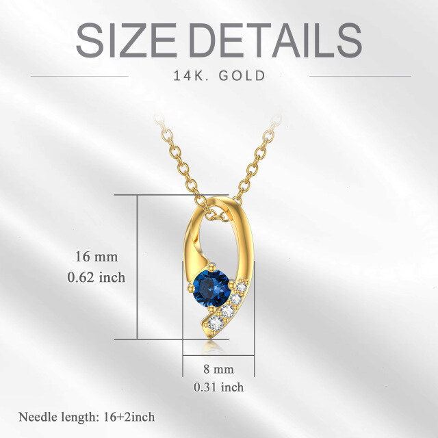 14K Gold Cubic Zirconia Pendant Necklace-5