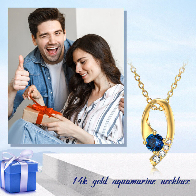 14K gouden ketting met hanger met zirkonia-6