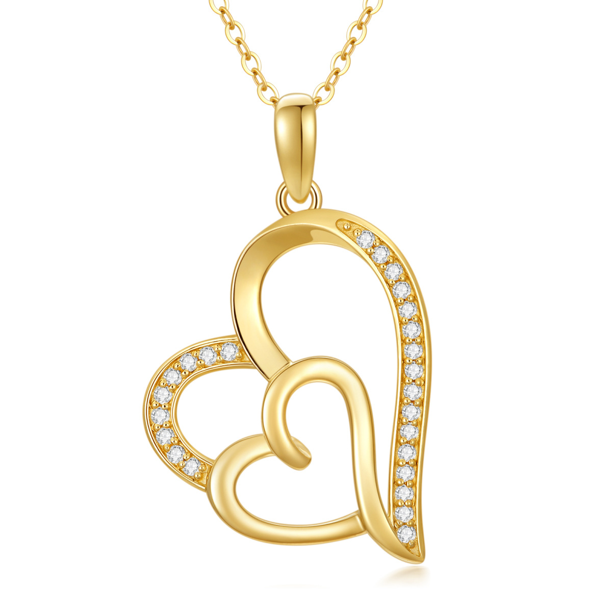 14K Gold Cubic Zirconia Pendant Necklace-1