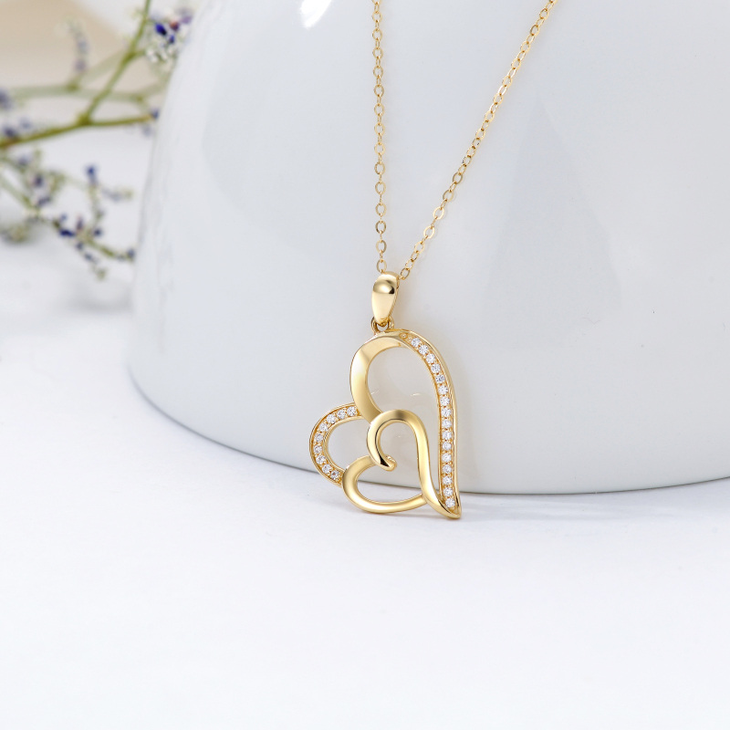 10K Gold Cubic Zirconia Pendant Necklace-3