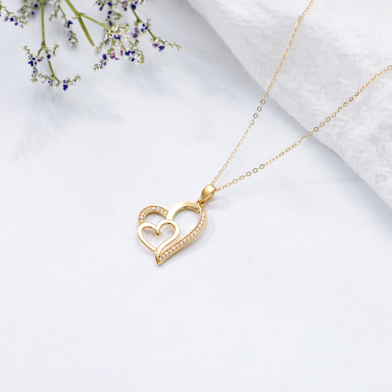 10K Gold Cubic Zirconia Pendant Necklace-4