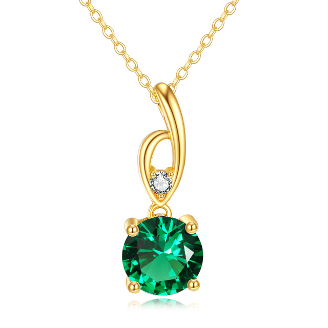 14K Gold Cubic Zirconia Pendant Necklace-1